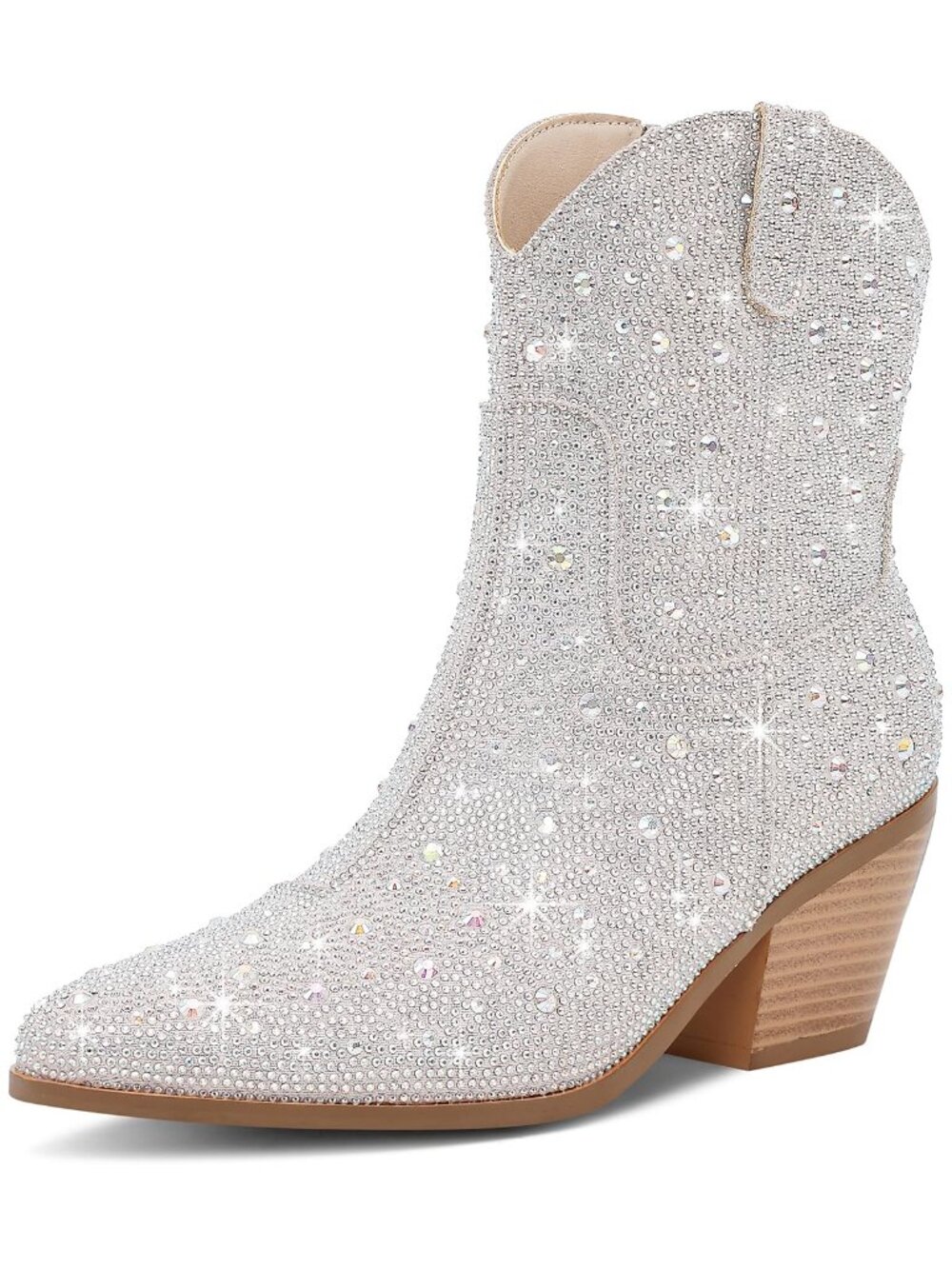 ๐ Cowgirl Ankle Boots Cowboy Boots for Women Western Booties Rhinestone Chunky - Picture 7 of 7